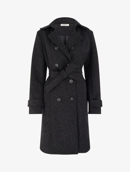 Manteau long croisé basique - Noir - 1