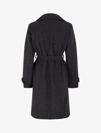 Manteau long croisé basique - Noir - 2