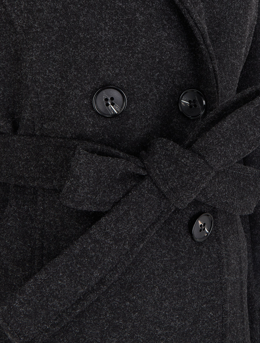 Manteau long croisé basique - Noir - 3