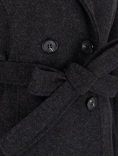 Manteau long croisé basique - Noir - 3