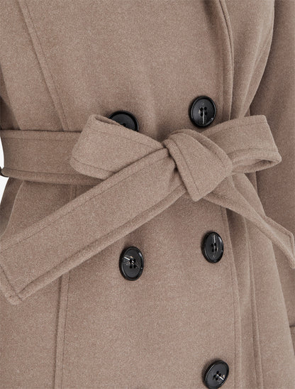Manteau long croisé basique - Taupe - 3