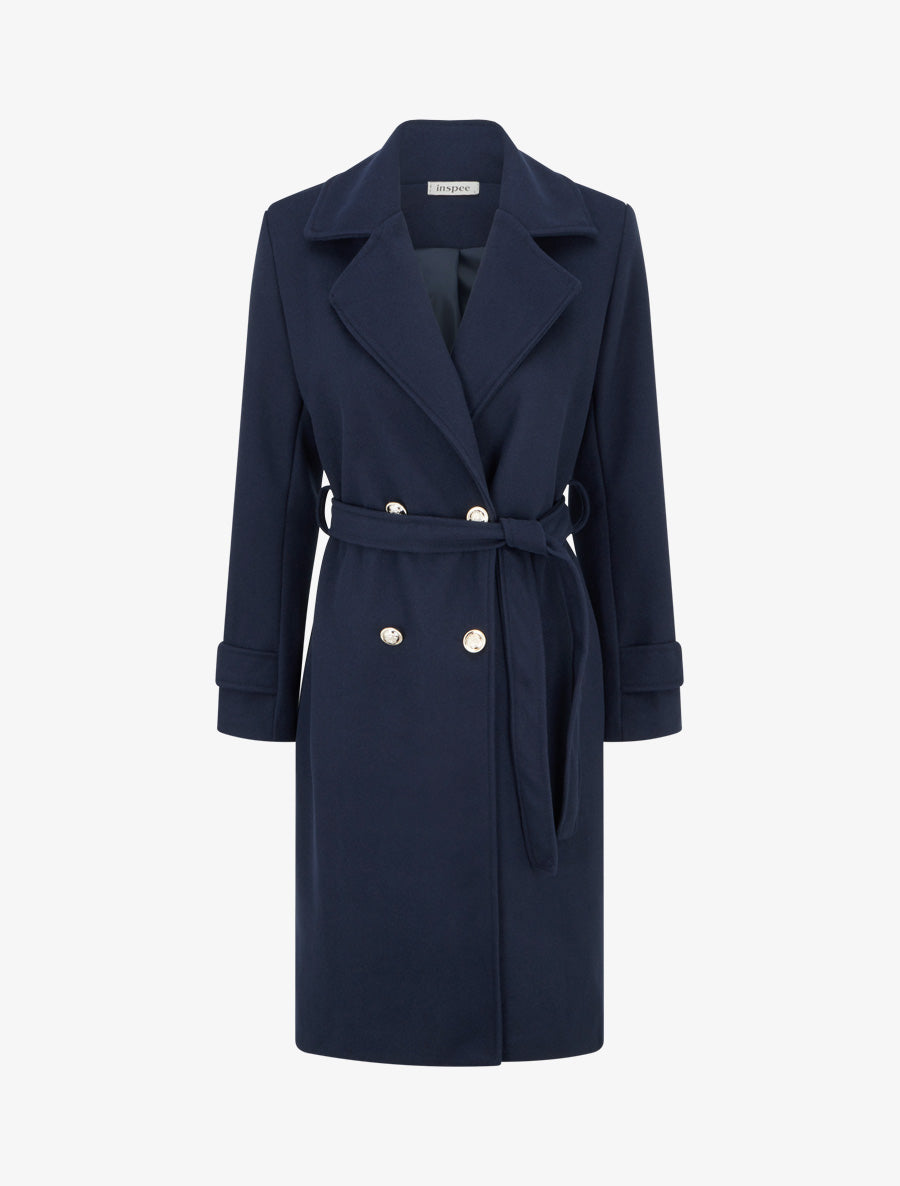 Manteau droit à col cranté - Marine - 1