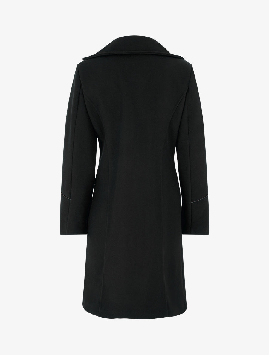 Manteau long croisé coupe droite - Noir - 2