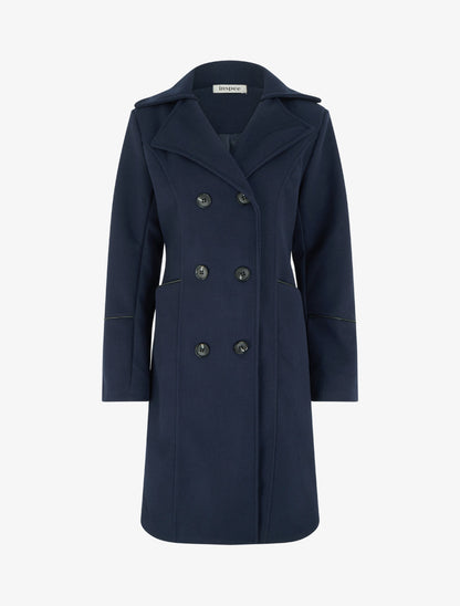 Manteau long croisé coupe droite - Marine - 1