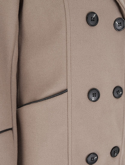 Manteau long croisé coupe droite - Taupe - 3