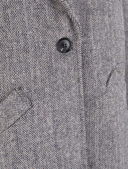 Manteau boutonné imprimé chevron - Marine - 3