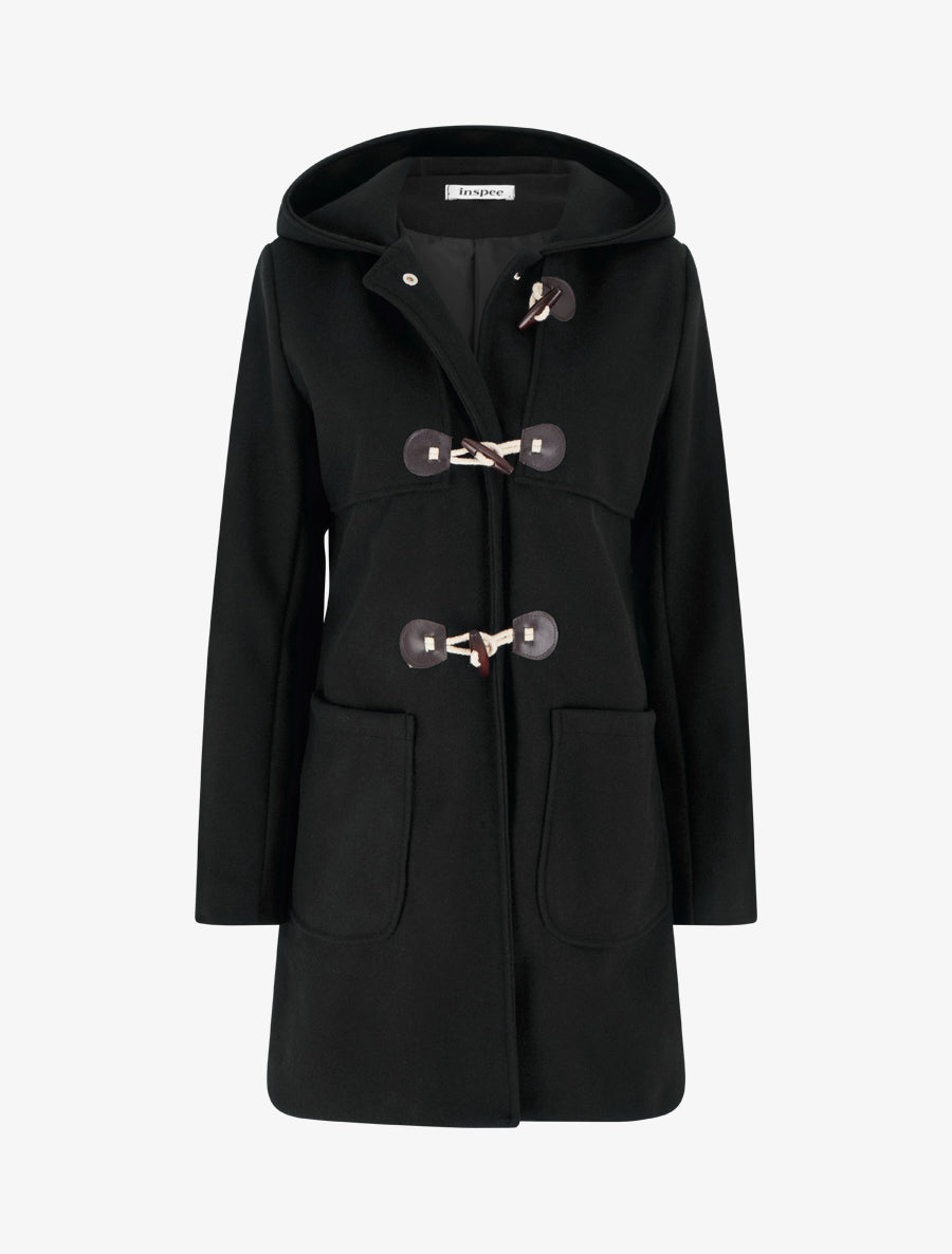 Duffle-coat droit long - Noir - 1