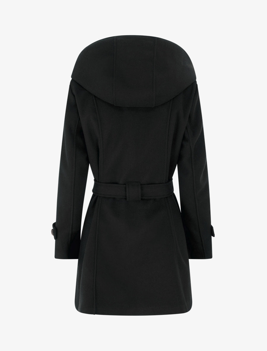 Manteau droit à capuche amovible - Noir - 2