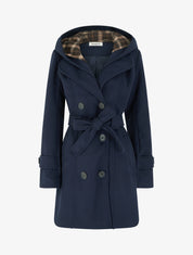 Manteau droit à capuche amovible - Marine - 1