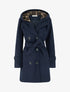 Manteau droit à capuche amovible - Marine - 1