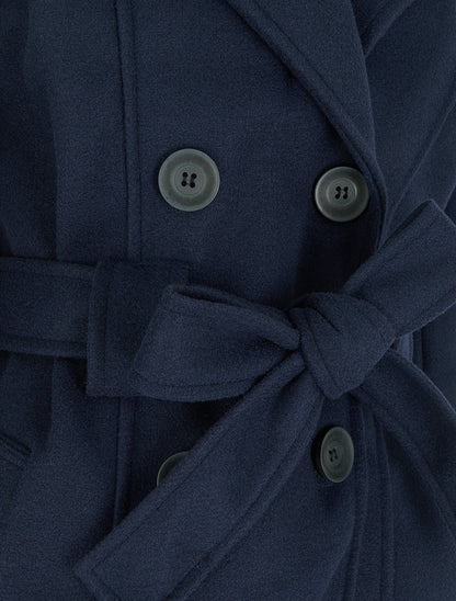 Manteau droit à capuche amovible - Marine - 3