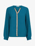 Top à liseret doré - Bleu lagon - 1