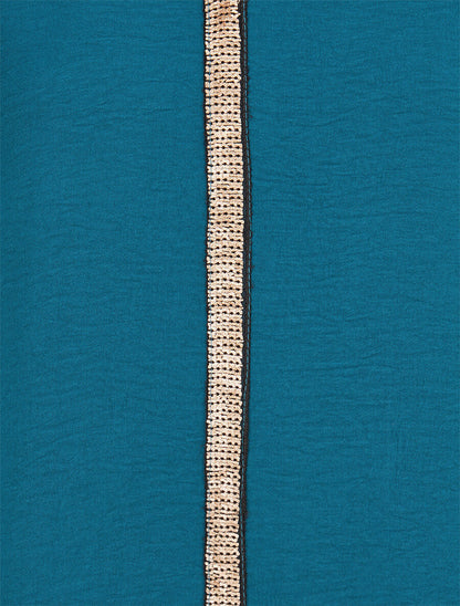 Top à liseret doré - Bleu lagon - 3