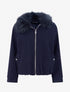 Veste style bomber col fourrure ton sur ton - Marine - 1