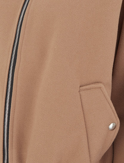 Veste style bomber col fourrure ton sur ton - Camel - 3