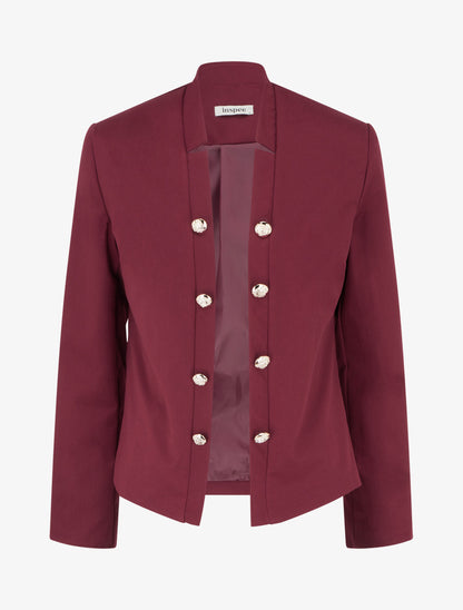 Veste droite ouverte style officier - Lie de vin - 1
