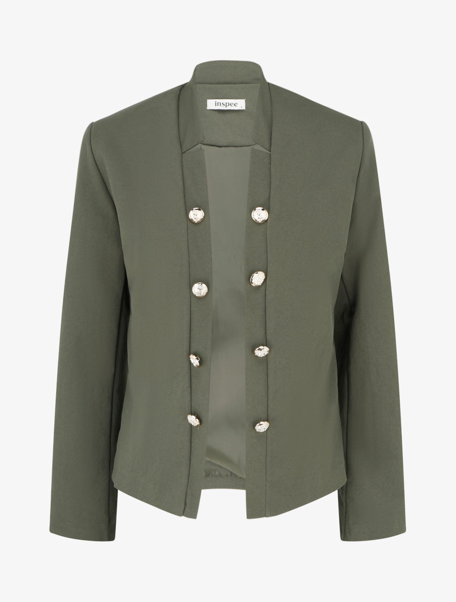 Veste droite ouverte style officier - Kaki - 1