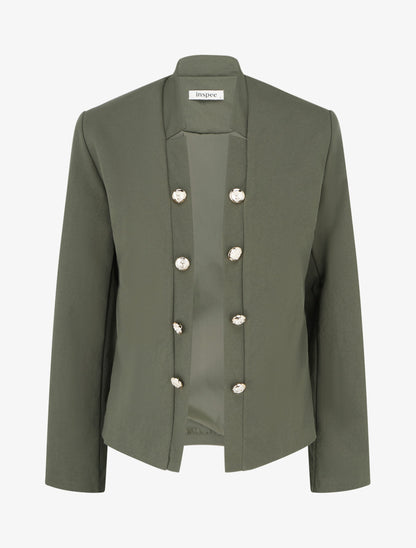 Veste droite ouverte style officier - Kaki - 1