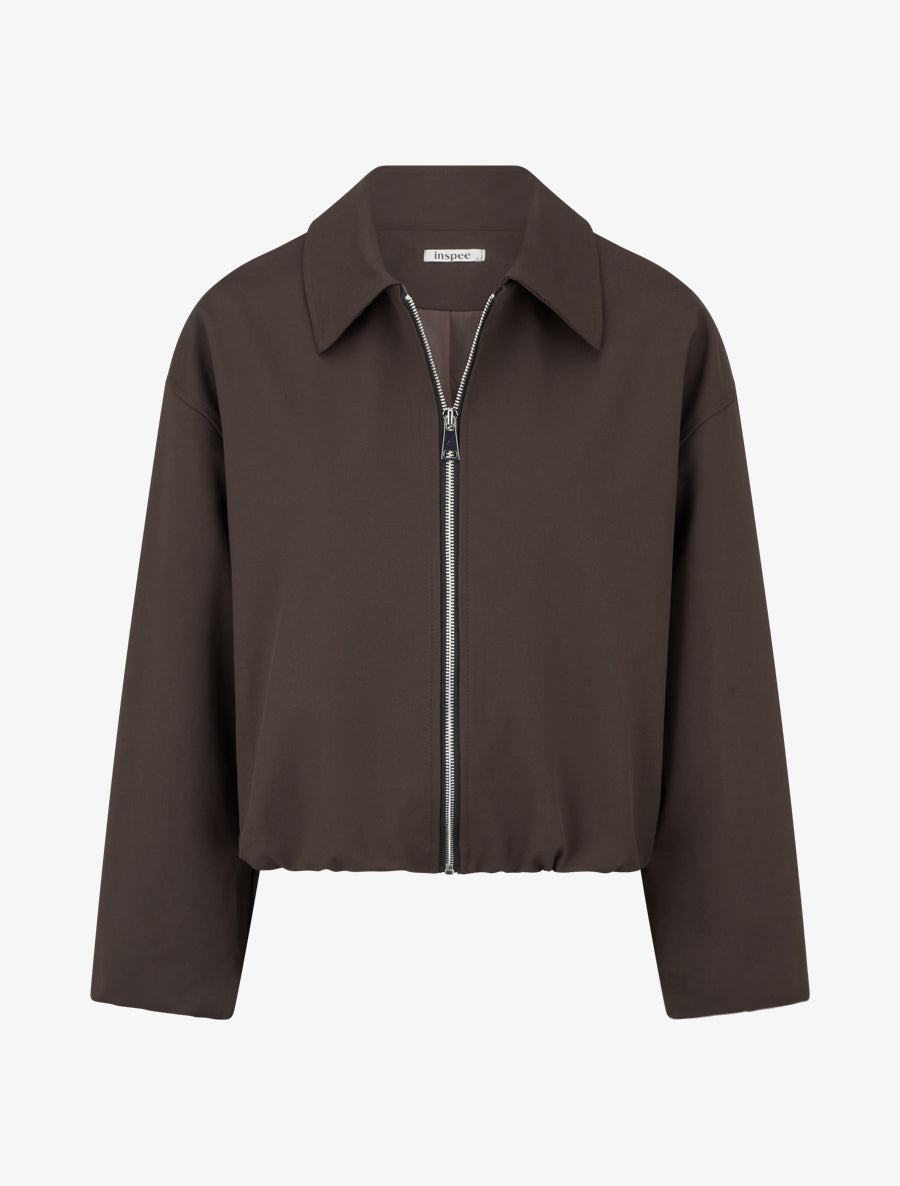 Bomber uni zippé - Marron - 1