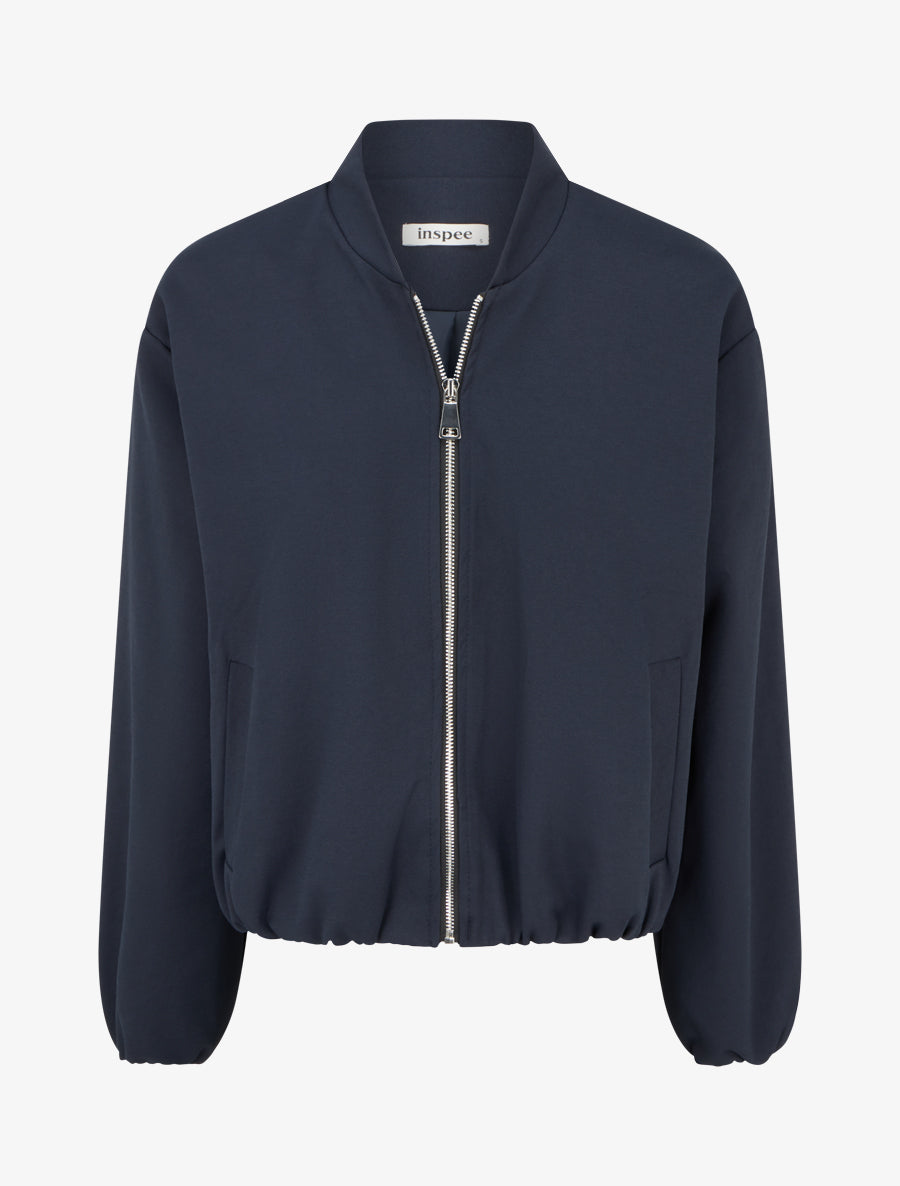 Bomber uni à bords élastiqués - Marine - 1