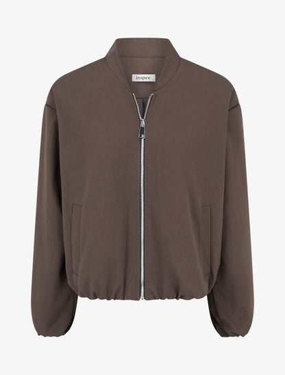 Bomber uni à bords élastiqués - Marron - 1