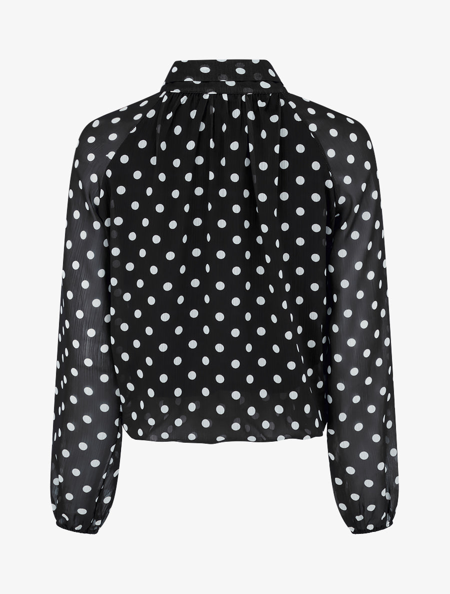Blouse en voile imprimé à pois - Noir - 2