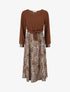 Robe évasée à jupe imprimé végétal - Marron - 1