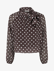Blouse en voile imprimé à pois - Marron - 1
