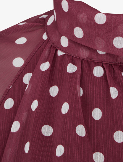 Blouse en voile imprimé à pois - Bordeaux - 3