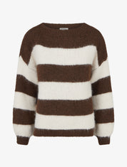 Pull en maille à rayures - Marron - 1