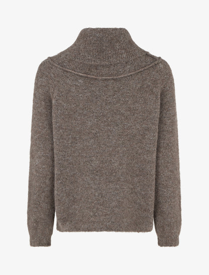 Pull en laine mélangée à col roulé - Marron - 2