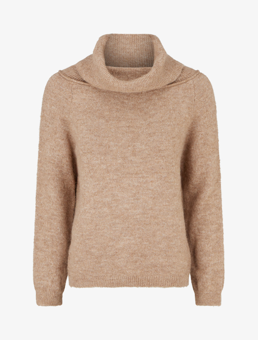 Pull en laine mélangée à col roulé - Beige - 1