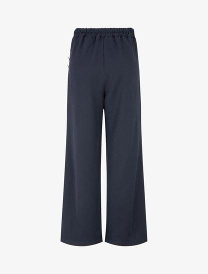 Pantalon ample taille haute et drapé - Marine - 2