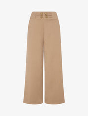 Pantalon élastiqué à boutons décoratifs - Camel clair - 1