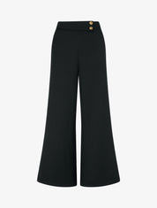 Pantalon ample taille haute élastiquée - Noir - 1