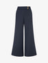 Pantalon ample taille haute élastiquée - Marine - 1