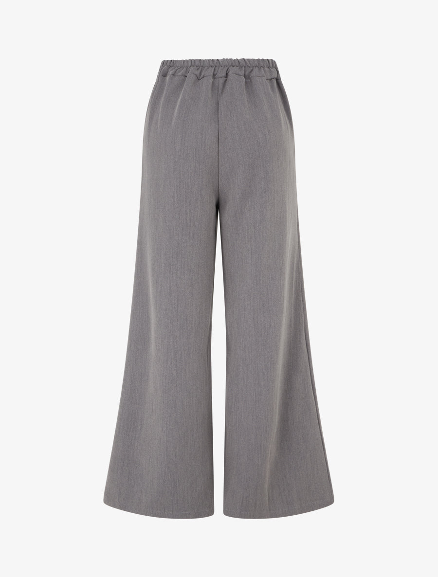 Pantalon ample taille haute élastiquée - Gris foncé - 2