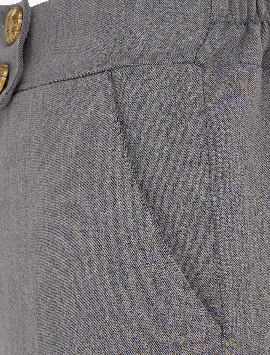Pantalon ample taille haute élastiquée - Gris foncé - 3
