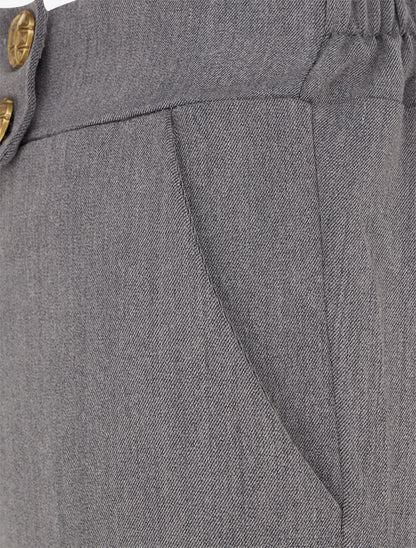 Pantalon ample taille haute élastiquée - Gris foncé - 3