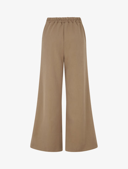 Pantalon ample taille haute élastiquée - Camel clair - 2