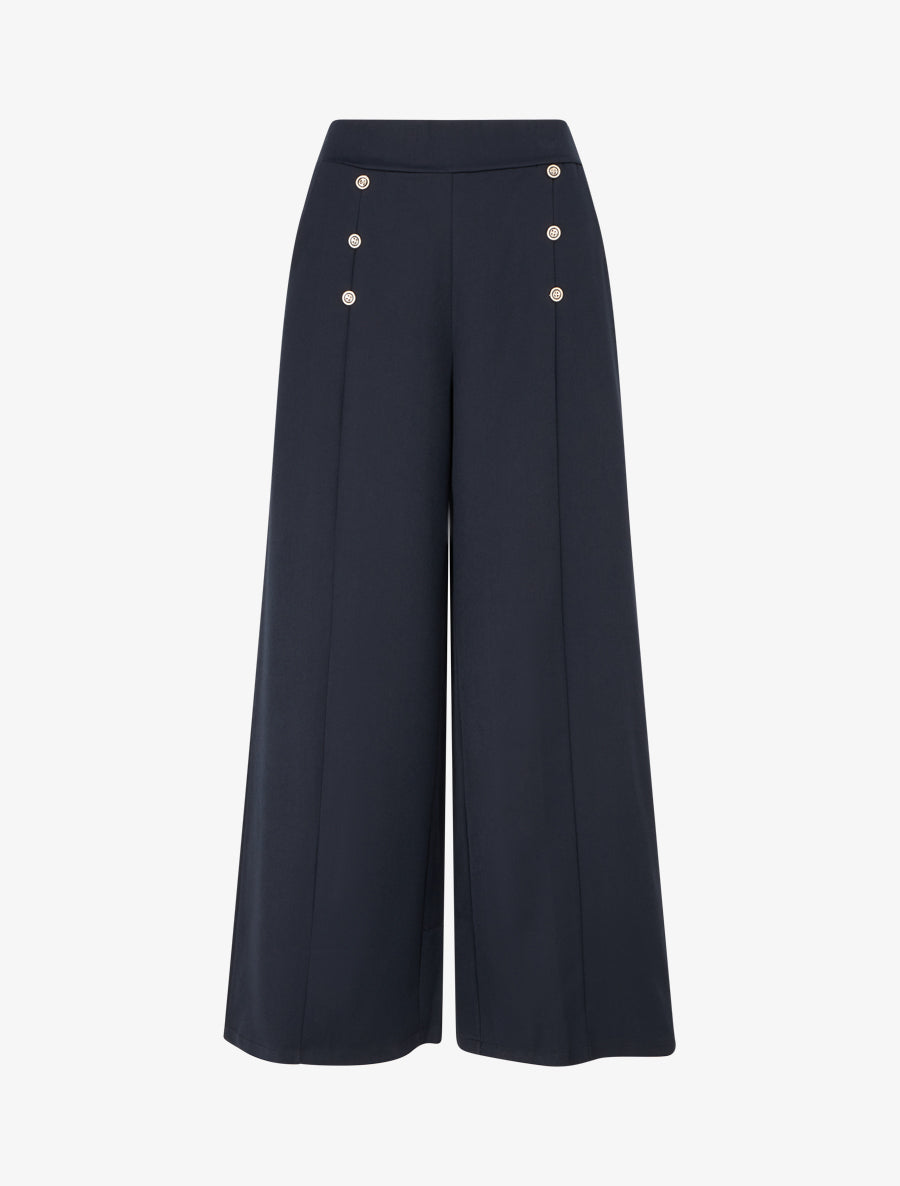 Pantalon pont coupe droite - Marine - 1