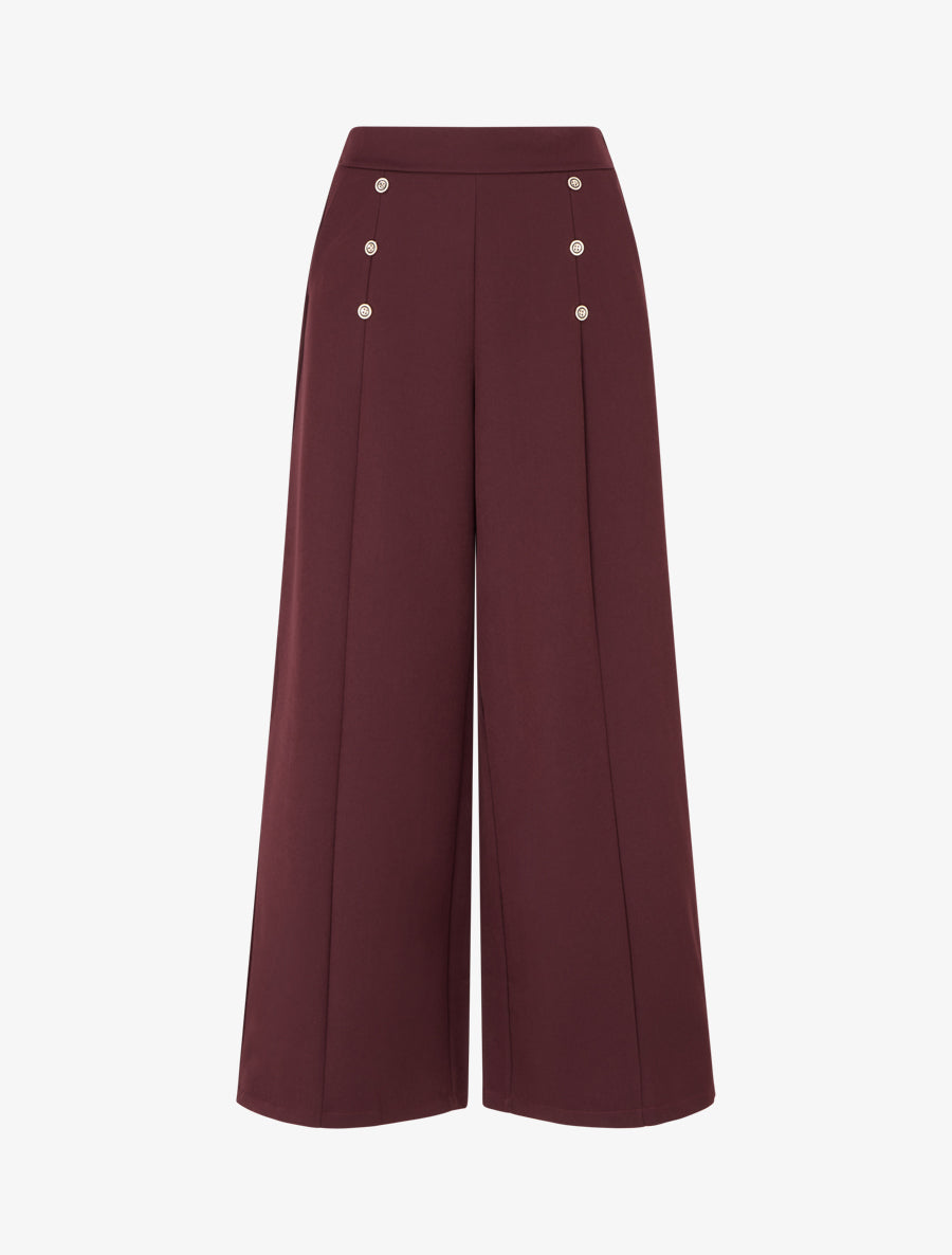 Pantalon pont coupe droite - Lie de vin - 1