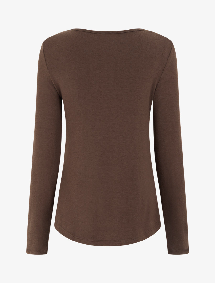 Pull fin à empiècement bijou - Marron - 2