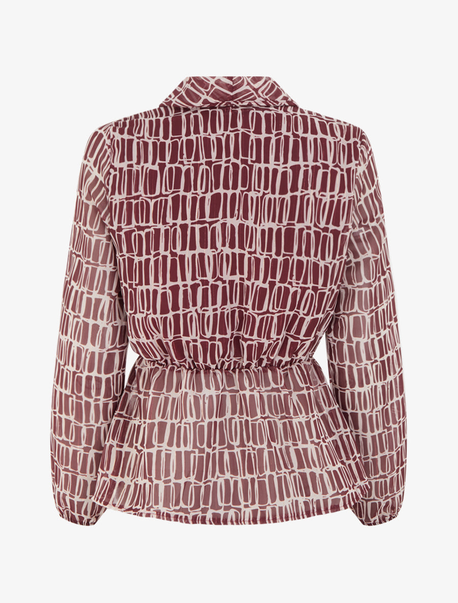 Blouse imprimée à col cache-coeur - Bordeaux - 2