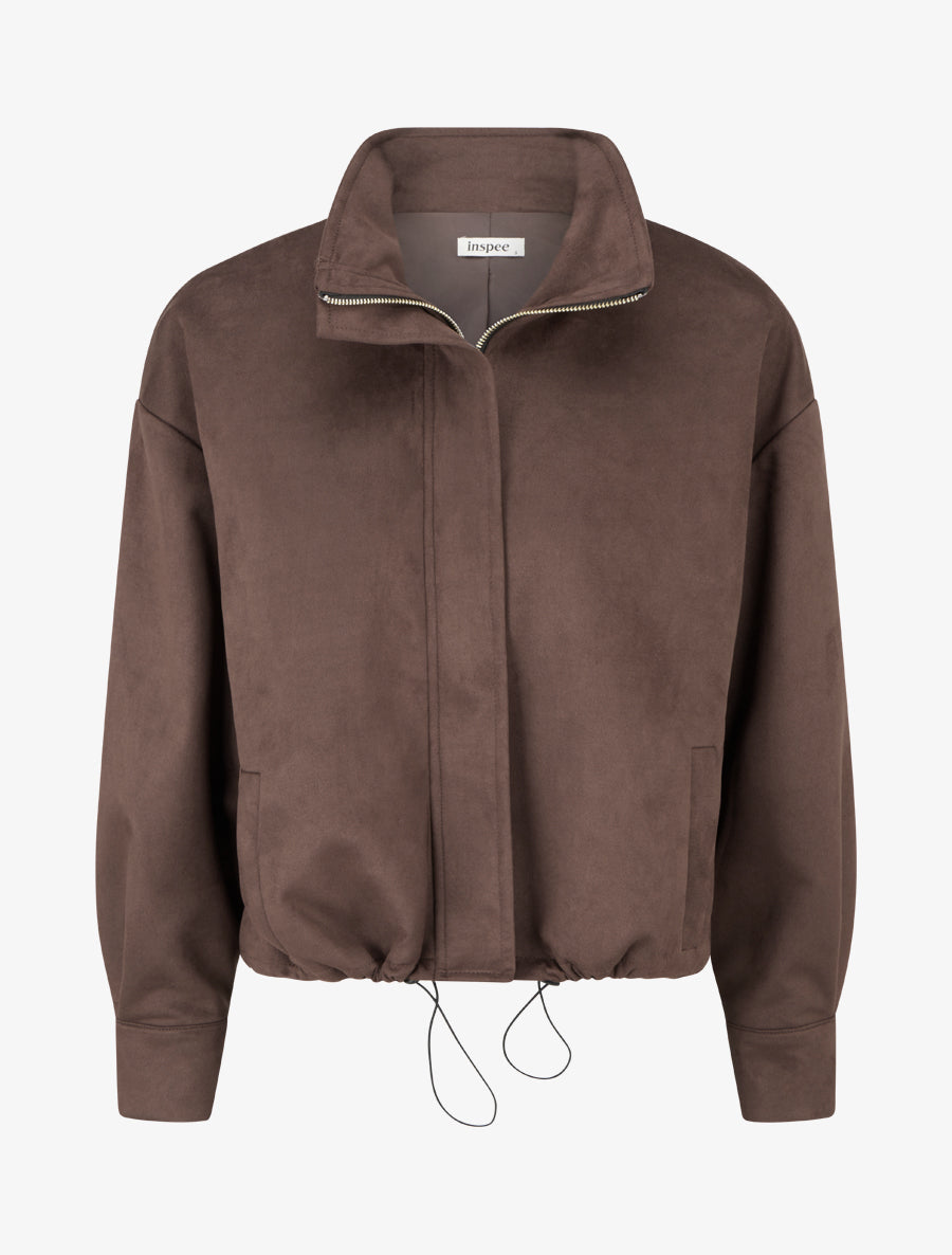 Bomber en suédine à poignets boutonnés - Marron - 1