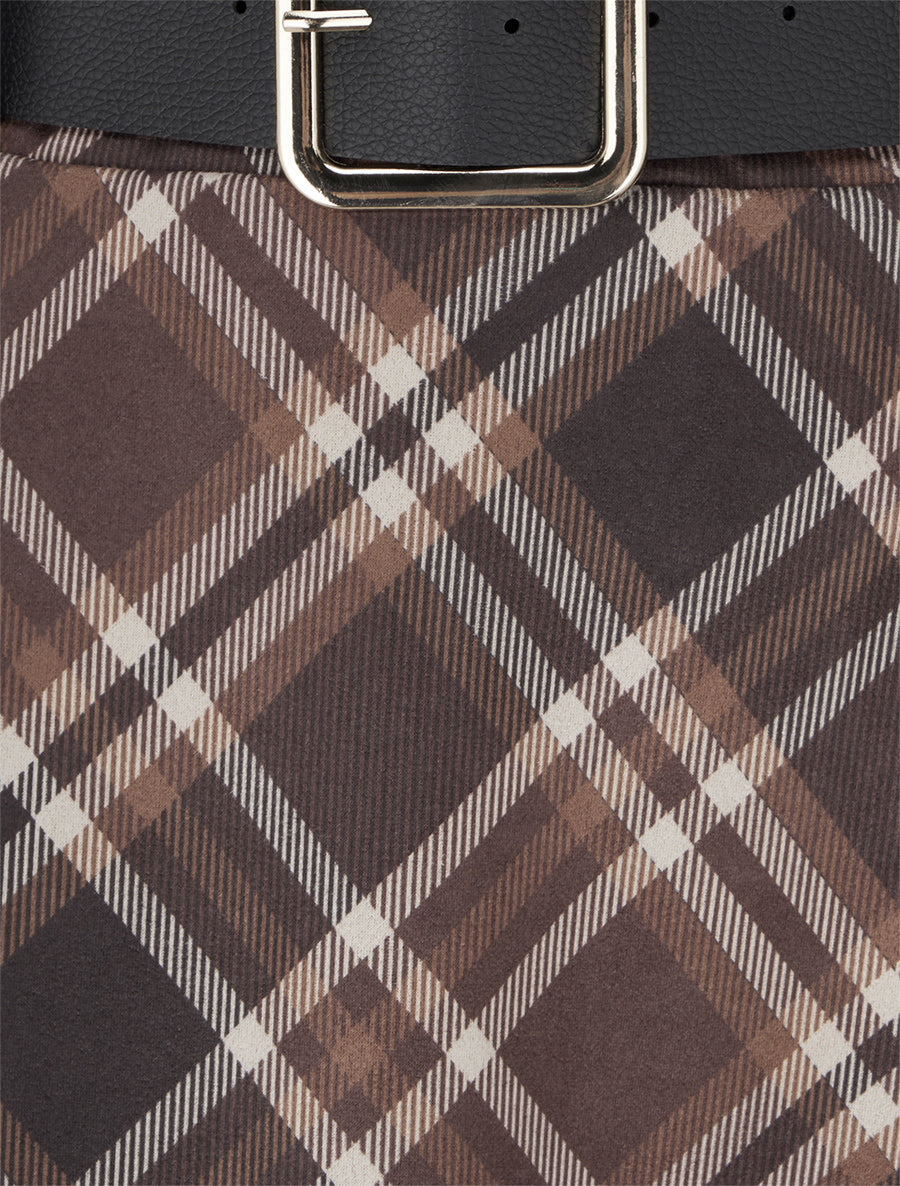 Jupe mi-longue imprimé tartan écossais - Marron - 3