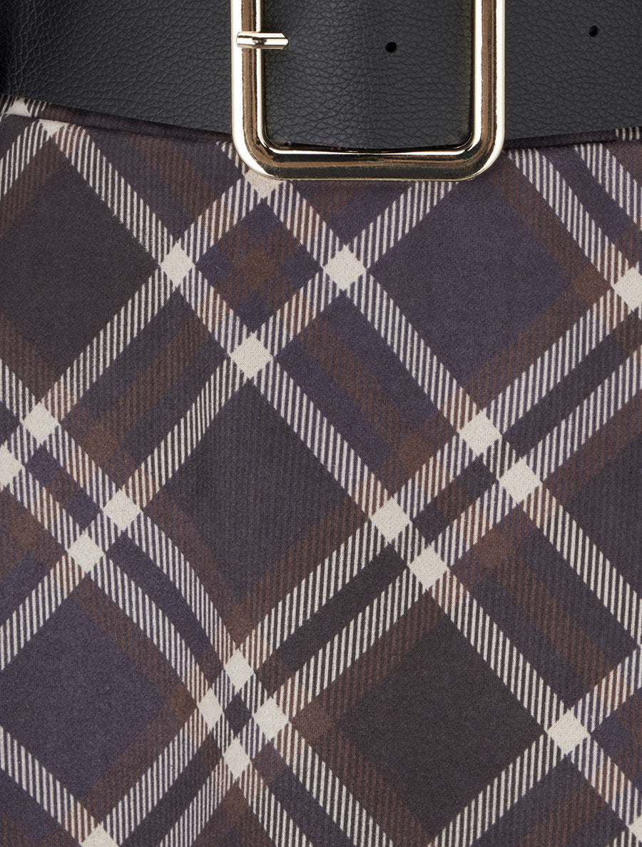 Jupe mi-longue imprimé tartan écossais - Marine - 3