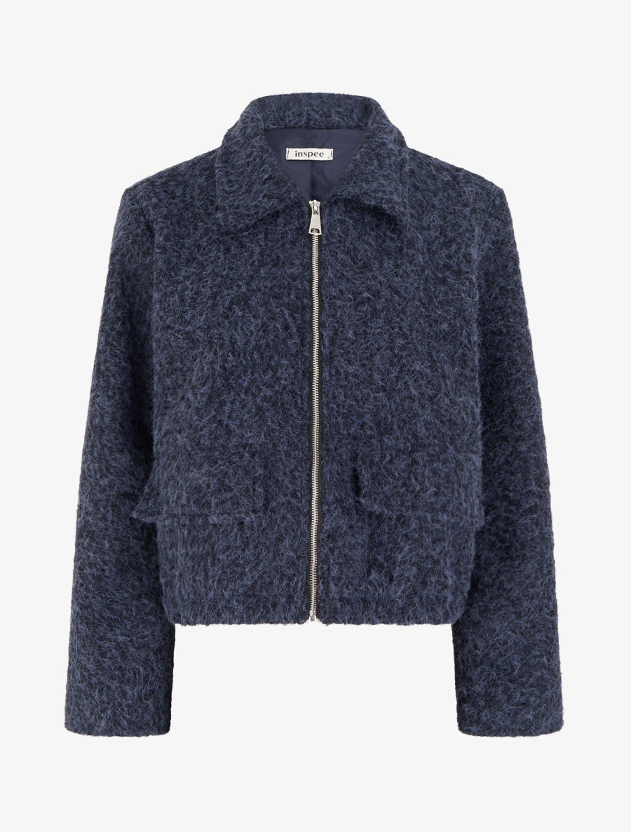 Veste coupe boule duveuteuse - Marine - 1