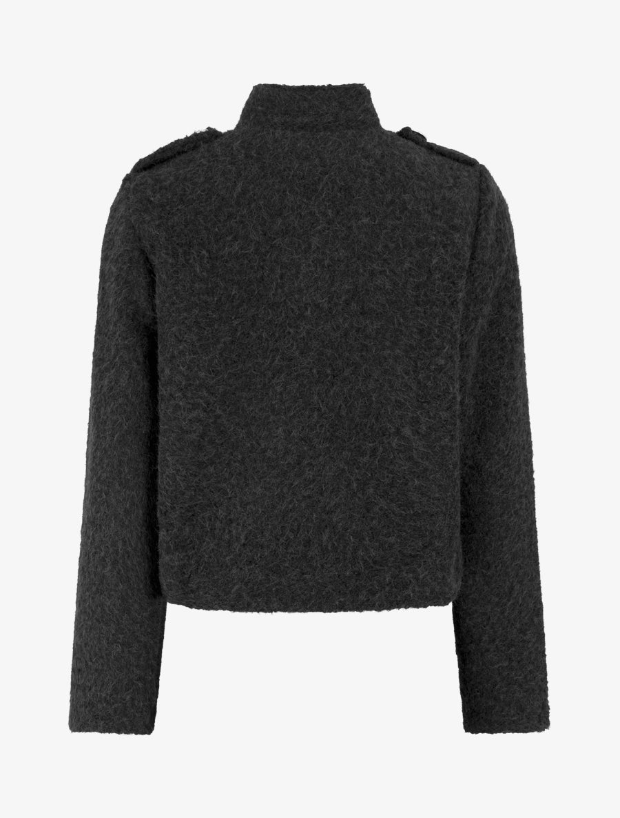 Veste courte duveuteuse et zippée - Noir - 2