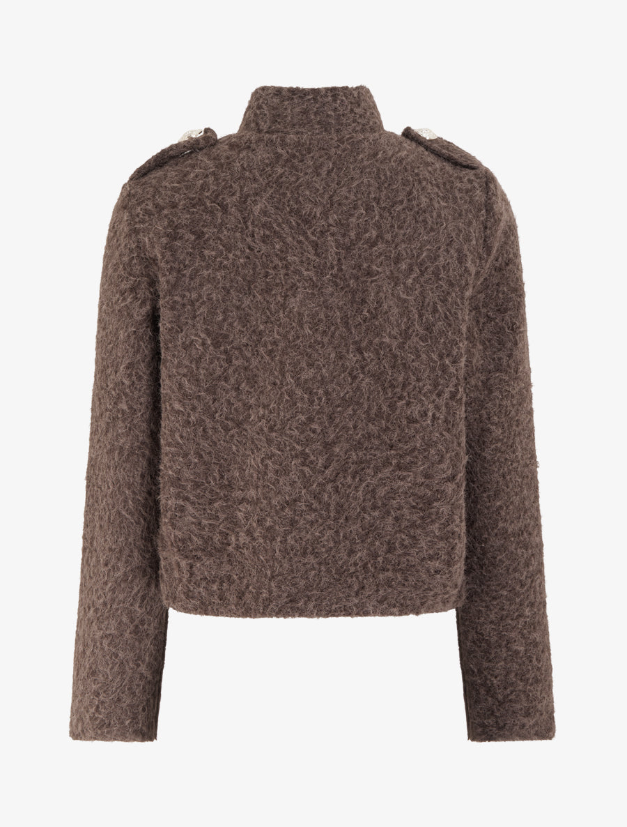 Veste courte duveuteuse et zippée - Marron - 2